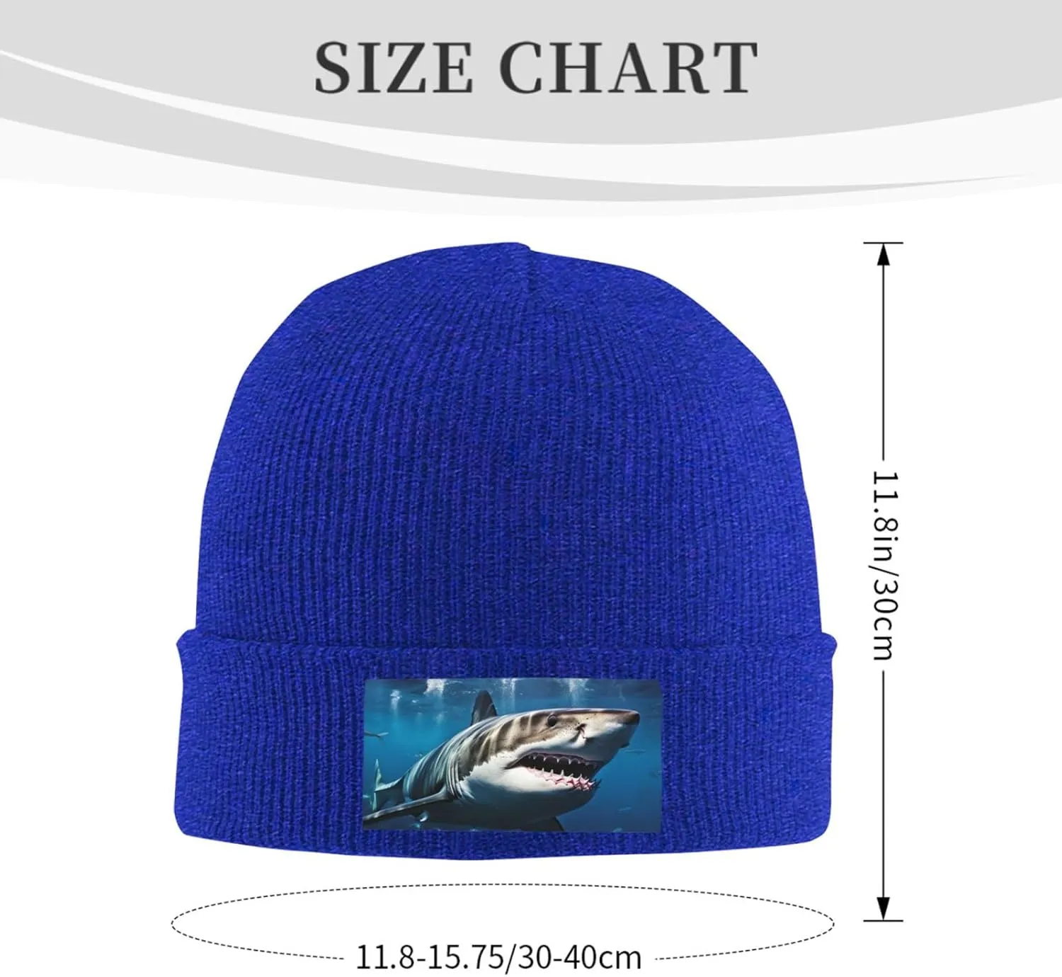 Beanie for Men Winter Hats for Women Knit Hat Great White Shark Beanie Soft Warm Cuffed Caps Stylish Watch Cap Black Beanie