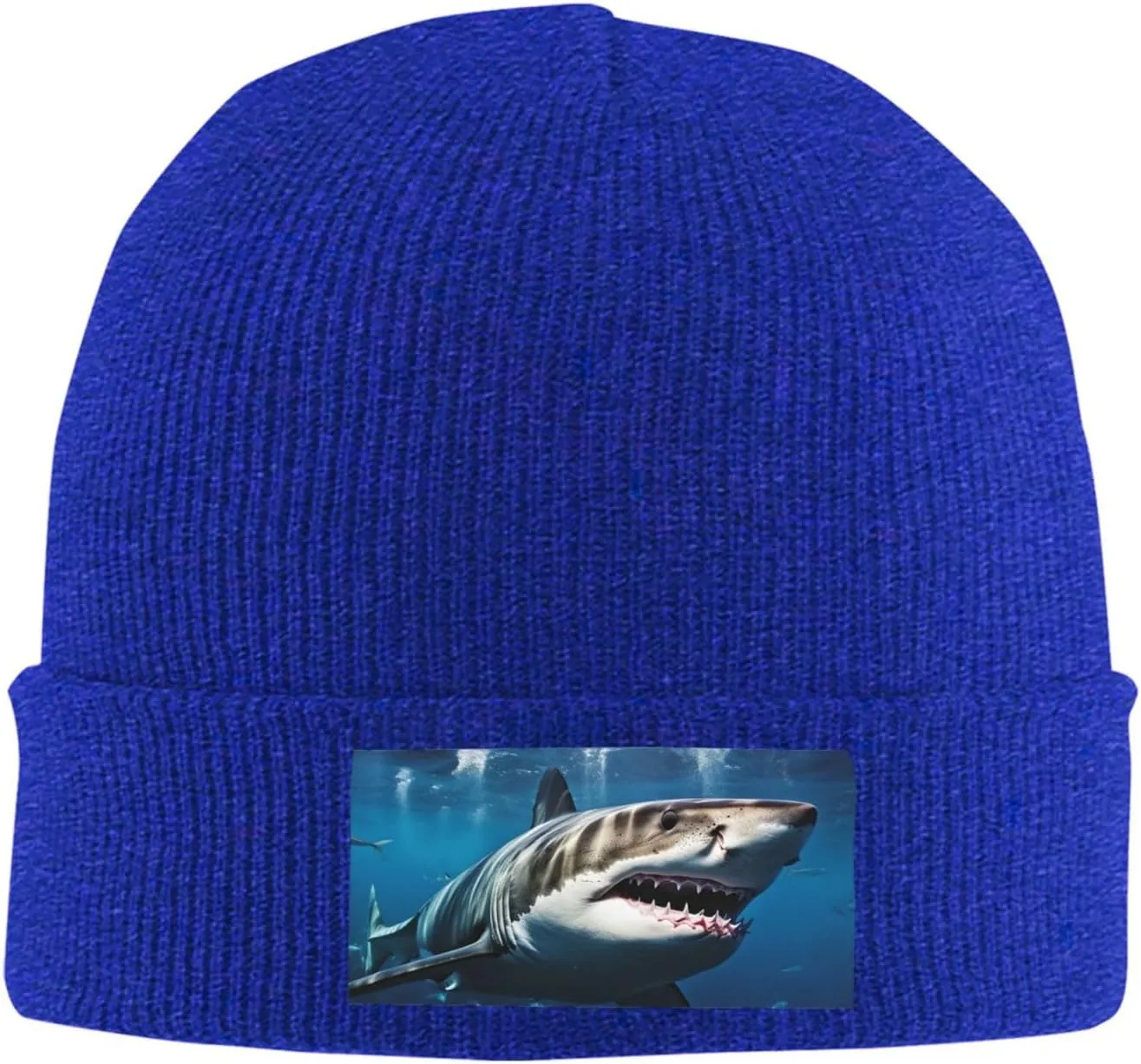 Beanie for Men Winter Hats for Women Knit Hat Great White Shark Beanie Soft Warm Cuffed Caps Stylish Watch Cap Black Beanie