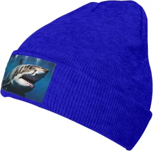 Beanie for Men Winter Hats for Women Knit Hat Great White Shark Beanie Soft Warm Cuffed Caps Stylish Watch Cap Black Beanie