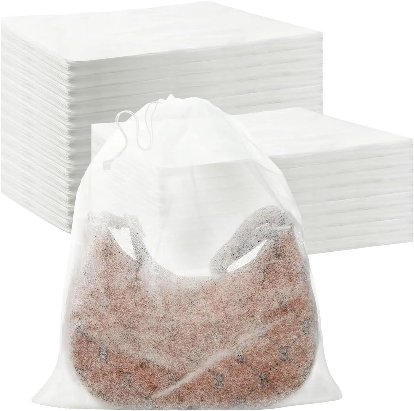 Berlune 100 Pcs Dust Bags for Purses Storage Bags for Handbags Non Woven Fabric Handbags Storage, Shoe Travel Package for Packing, Home Closet Organizer Dust Cover (15.7inx19.7in)