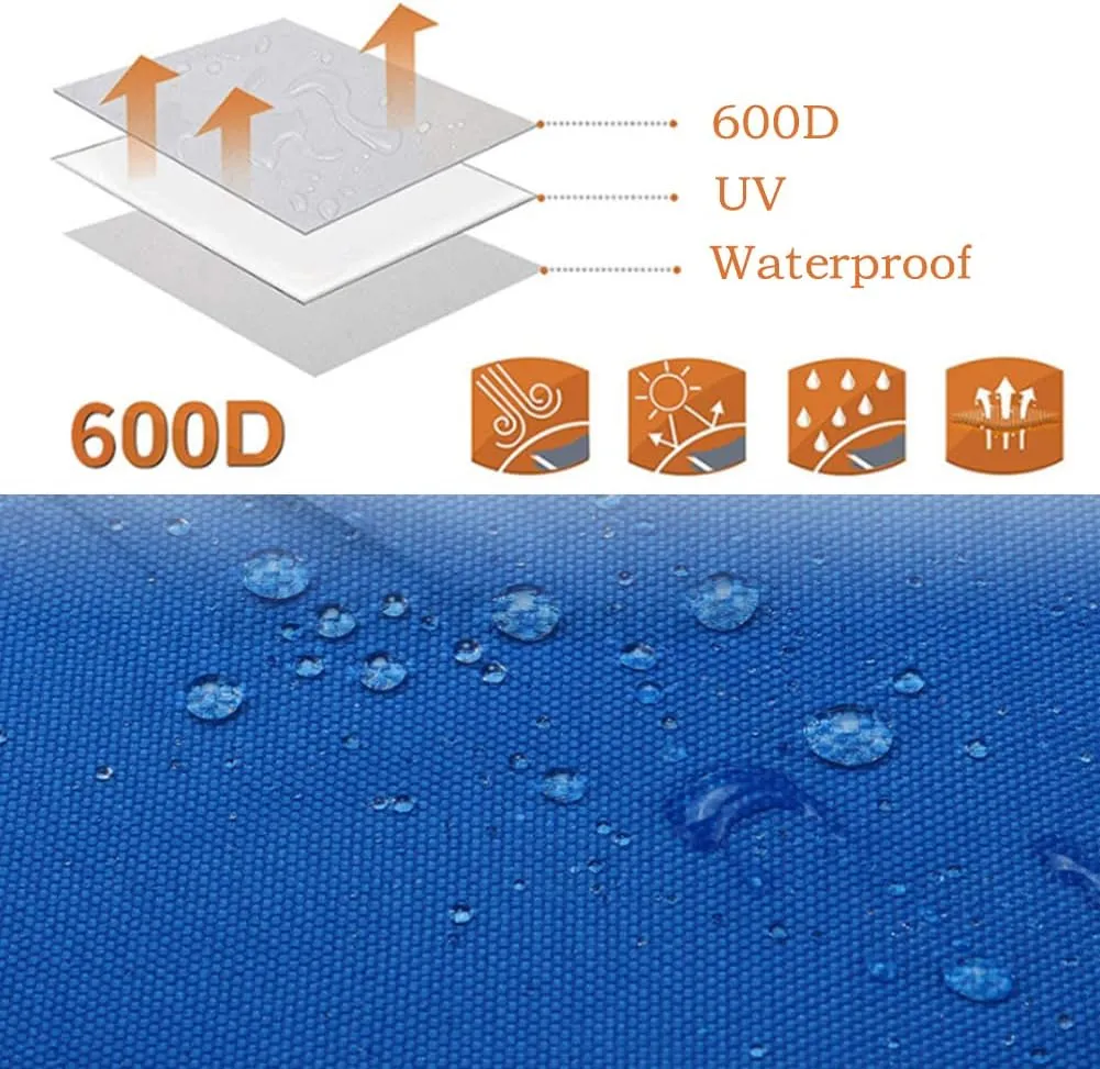 Bimini Top Storage Boot，600D Sun Protection Windproof Bimini top Boot Cover,Suitable for 3-4 Bows Bimini Tops,Tear Resistant Durable Canvas Waterproof Storage Boot Cover (Blue, 85"-90" W)