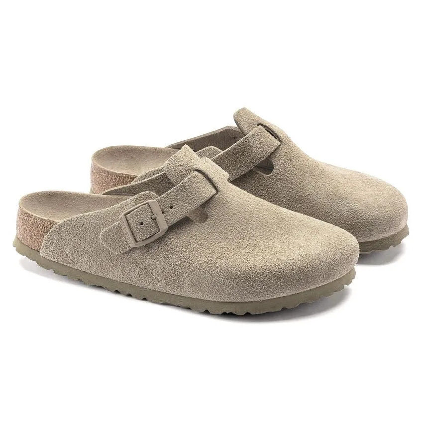 Birkenstock Boston Soft Footbed Suede Faded Khaki