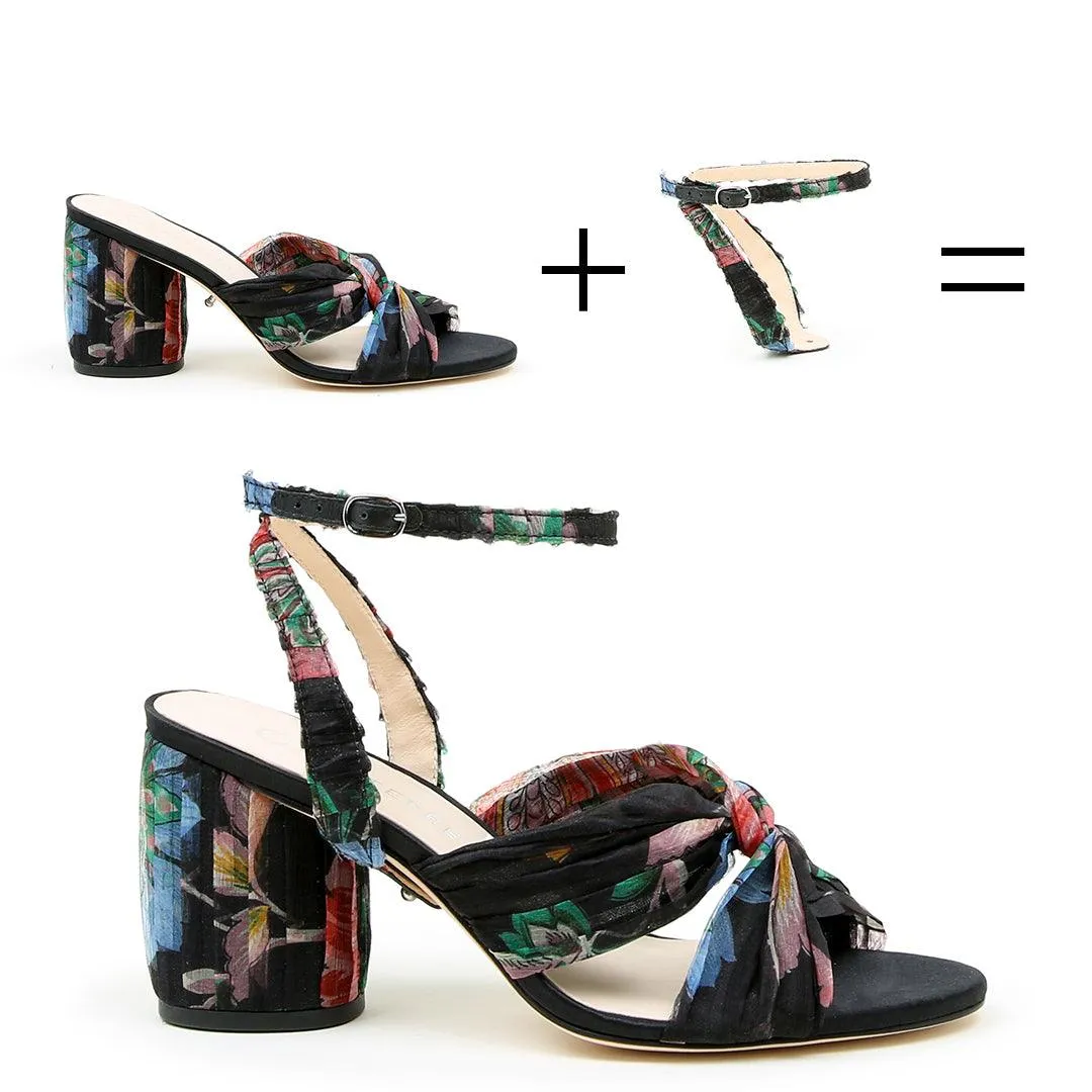 Black Floral Twist Sandal   Marilyn Strap