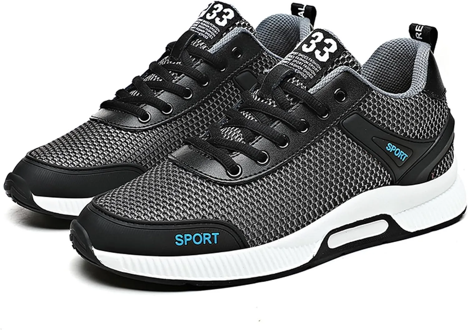 BMINFEE Men's Invisible Height Increasing Elevator Shoes 2.5 Inches Taller Lace-up Breathable mesh Lightweight Hip Hop Fashion Sneakers
