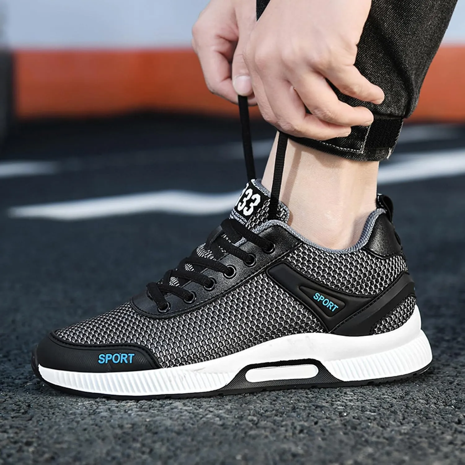 BMINFEE Men's Invisible Height Increasing Elevator Shoes 2.5 Inches Taller Lace-up Breathable mesh Lightweight Hip Hop Fashion Sneakers