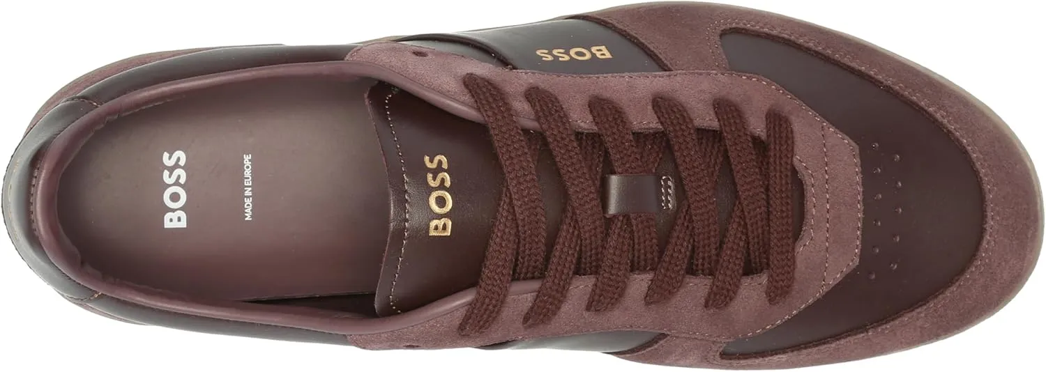 BOSS Men's Soft Leather Block Logo Low Top Sneaker