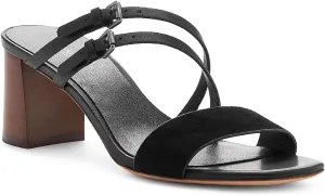 botkier Womens Dune Leather Slip On Heel Sandals Black 10 Medium (B,M)