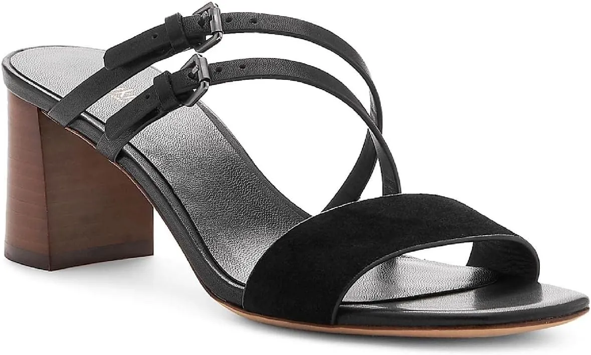 botkier Womens Dune Leather Slip On Heel Sandals Black 10 Medium (B,M)