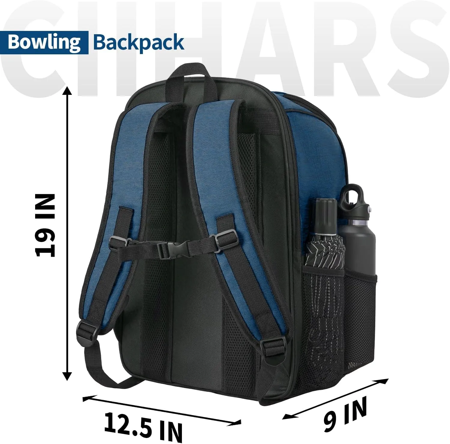 Bowling Backpack, Single Bowling Ball Bag with Shoe Bag Up to Size 16, Bowling Accessories Gifts for Bowling Lovers,Bowling Bag with Padded Ball Holder(BLACK)