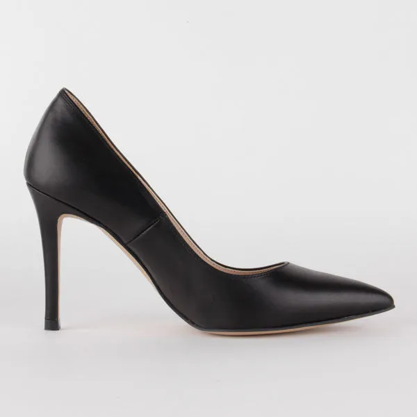 *BRAMARE - black leather, 9cm size UK 13