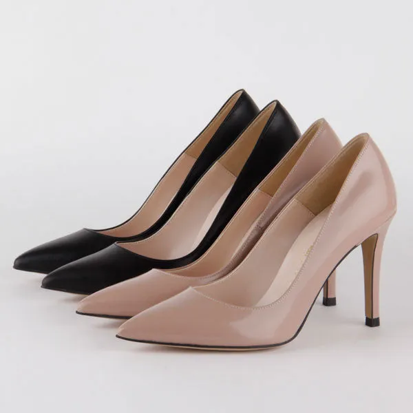 *BRAMARE - black leather, 9cm size UK 13