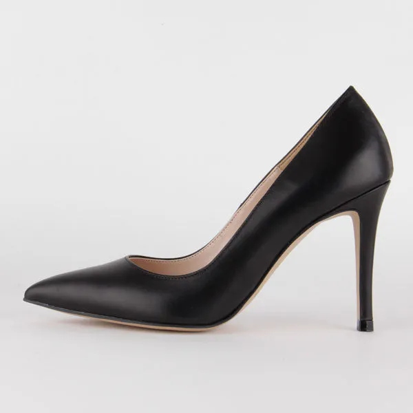 *BRAMARE - black leather, 9cm size UK 13
