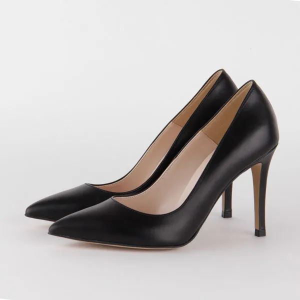 *BRAMARE - black leather, 9cm size UK 13