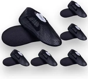 Breathable Mesh Shoe Covers Reusable Non Slip, Premium Lightweight Soft Washable Boot Shoe Covers for Home, Office and Laboratory，one size 6 pairs(Black）