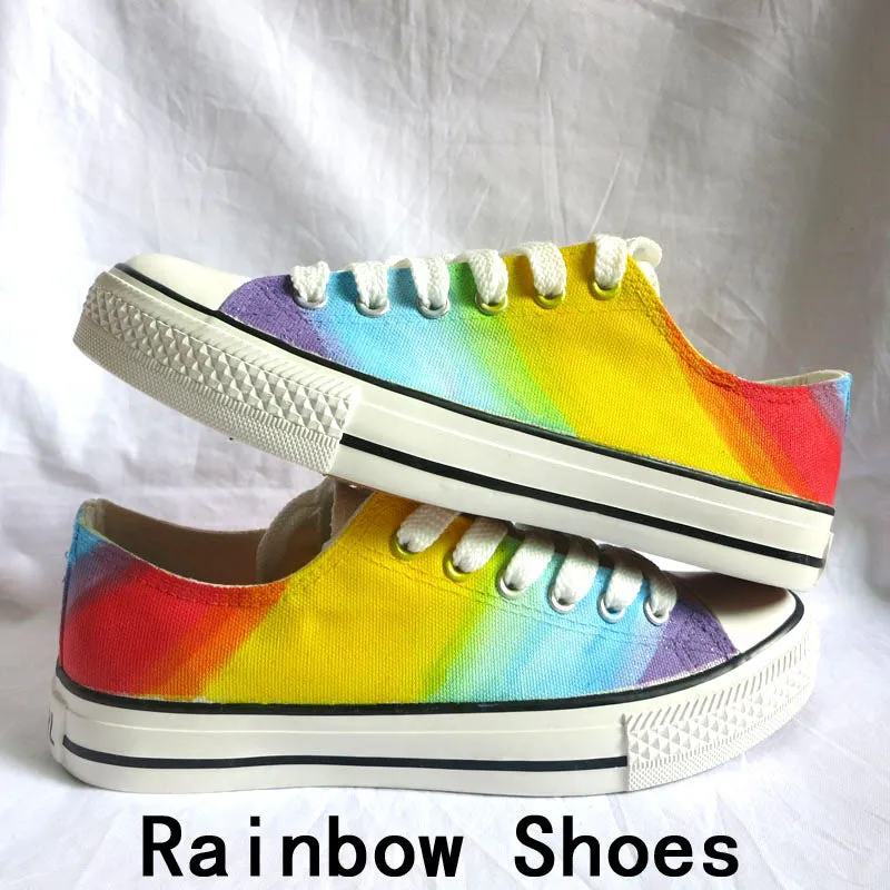 Breathable Rainbow Hand Painted Canvas Shoes