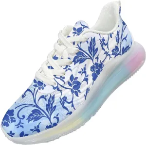 Breathable Walking Shoe Fashion Atmospheric Cushion Running Shoes for Women Comfort Soft Rubber Sole Non Slip Shoes for Gym Size 6-11 White Sole