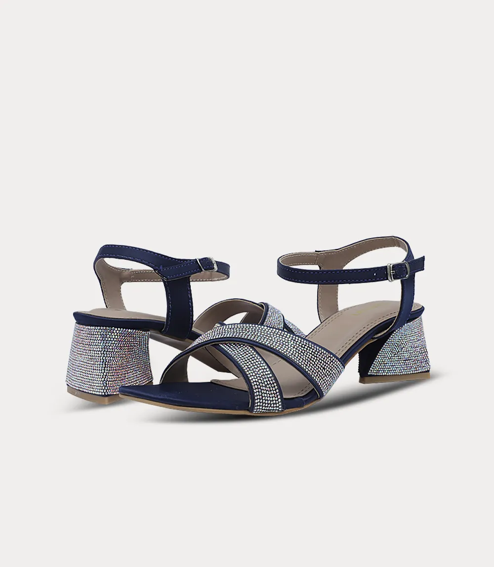 BW10413-NAVY-Women Sandal Heels