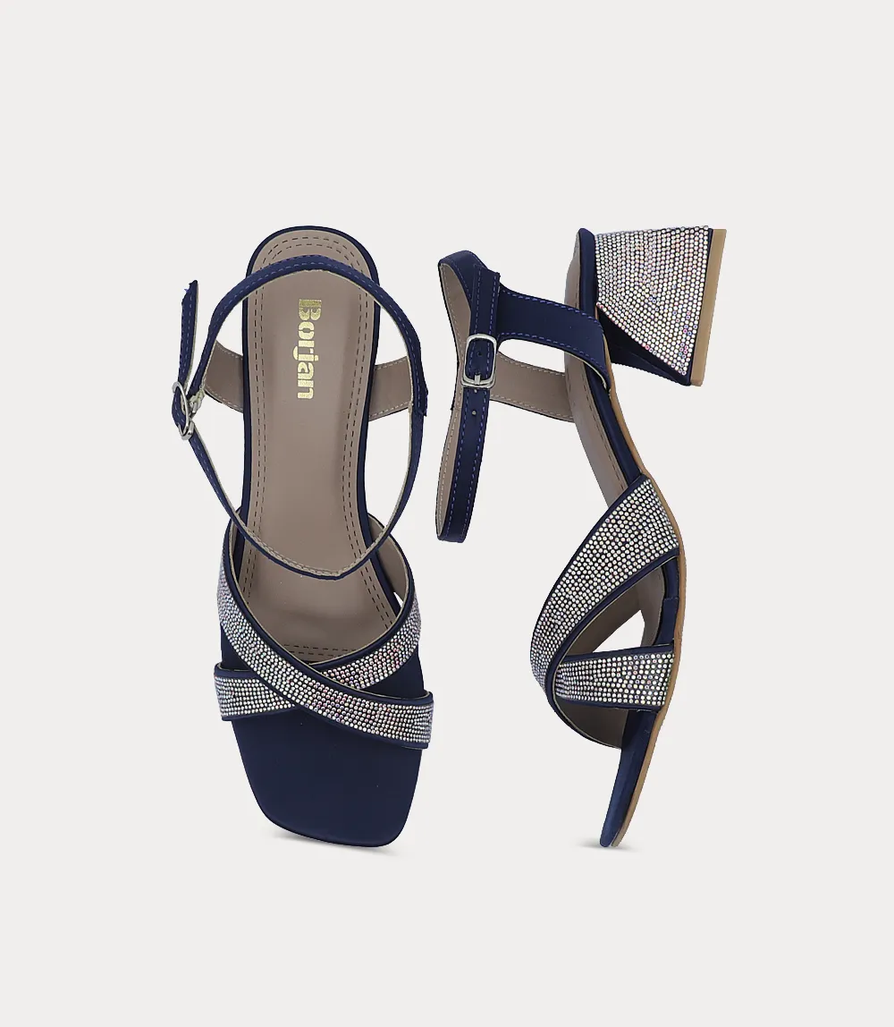 BW10413-NAVY-Women Sandal Heels