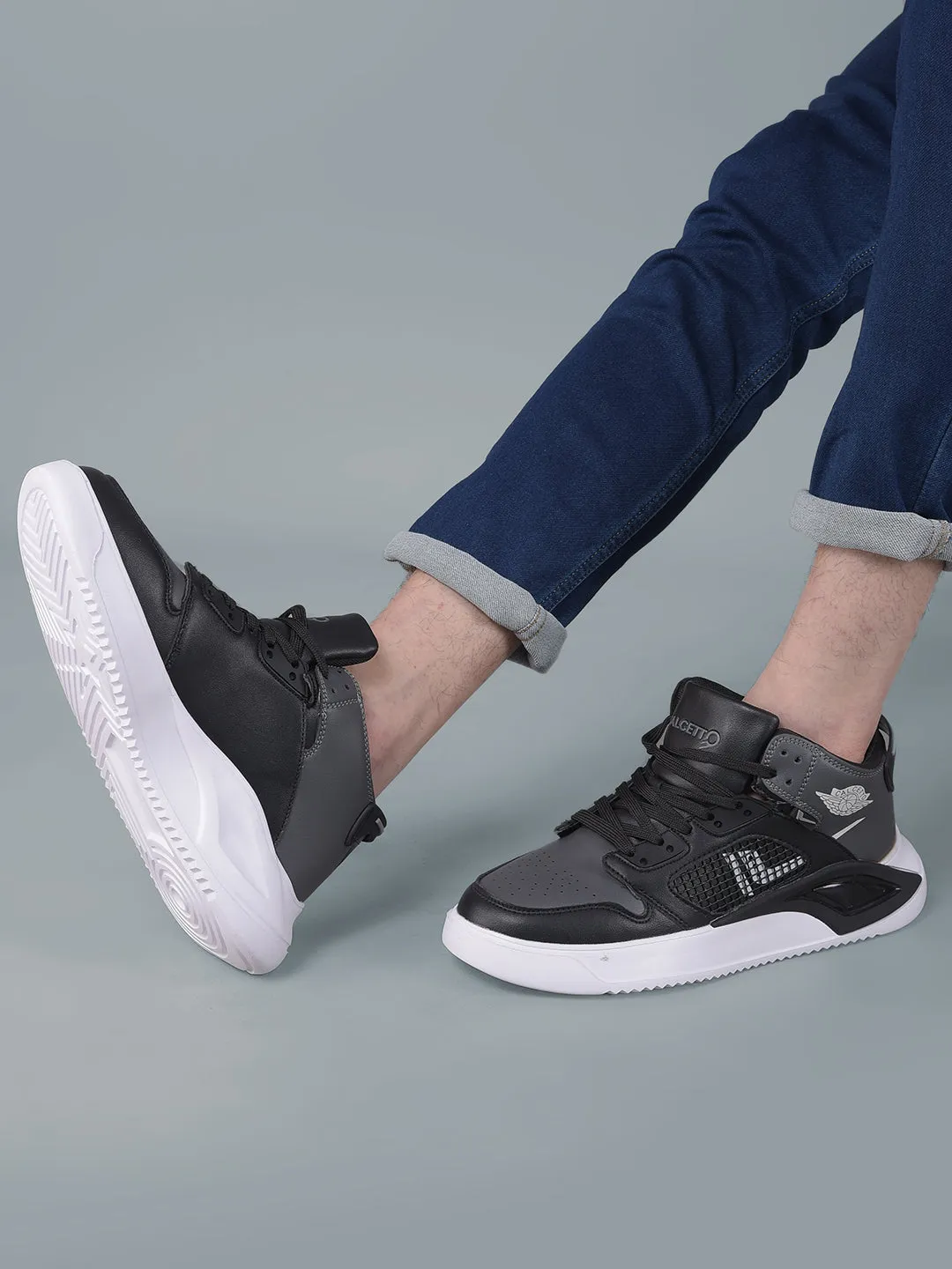 Calcetto Lightweight Casual Men'S Sneakers Shoes CLT-0974 Black Grey