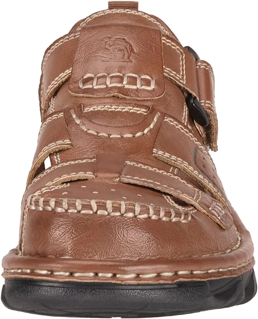CAMEL CROWN Men's Leather Sandals Closed toe Fishermen Sandal Comfortable for Hiking Beach Walking Summer Shoes Size7-12