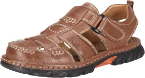 CAMEL CROWN Men's Leather Sandals Closed toe Fishermen Sandal Comfortable for Hiking Beach Walking Summer Shoes Size7-12