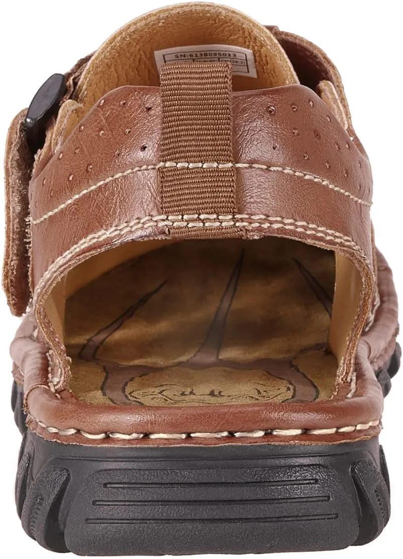 CAMEL CROWN Men's Leather Sandals Closed toe Fishermen Sandal Comfortable for Hiking Beach Walking Summer Shoes Size7-12
