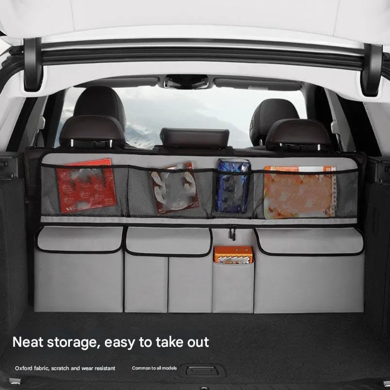 Car Boot Organiser for Alfa Romeo Tonale,Waterproof Kick Mats Seat Back Storage Bag Travel Durable Foldable Multi Pocket Journey Tidy Storage,Black