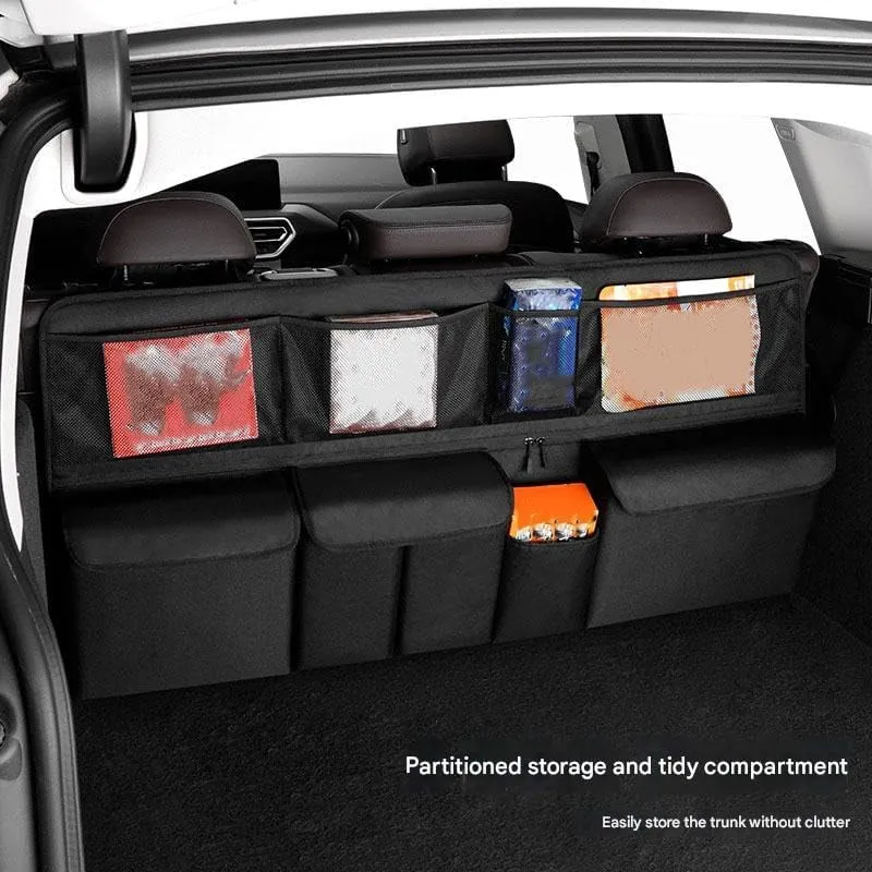 Car Boot Organiser for Alfa Romeo Tonale,Waterproof Kick Mats Seat Back Storage Bag Travel Durable Foldable Multi Pocket Journey Tidy Storage,Black