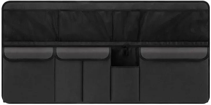 Car Boot Organiser for Alfa Romeo Tonale,Waterproof Kick Mats Seat Back Storage Bag Travel Durable Foldable Multi Pocket Journey Tidy Storage,Black