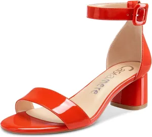 Castamere Womens Chunky Block Heel Sandals Ankle Strap Open Toe Buckle 5CM Heels Sandal