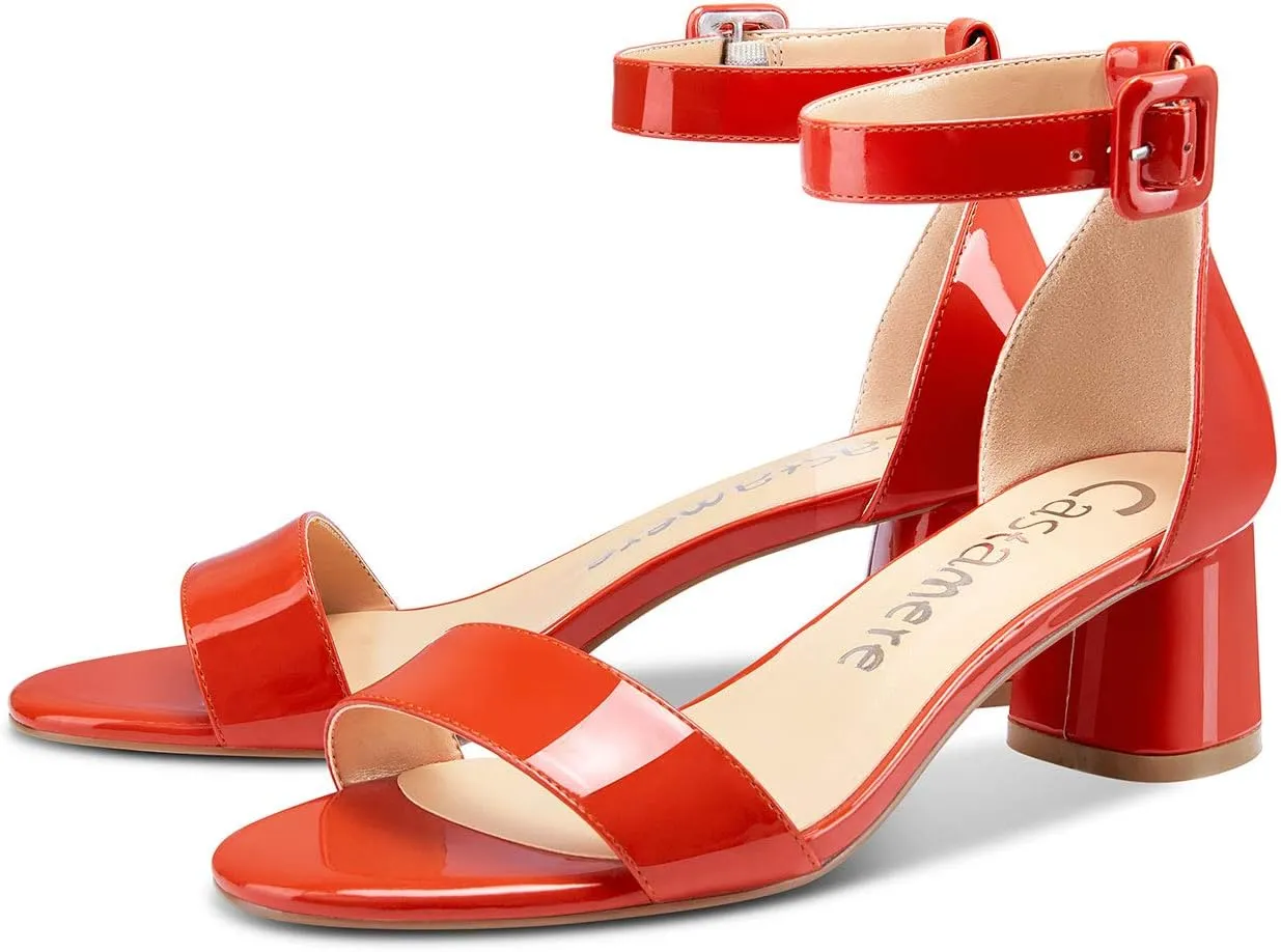 Castamere Womens Chunky Block Heel Sandals Ankle Strap Open Toe Buckle 5CM Heels Sandal