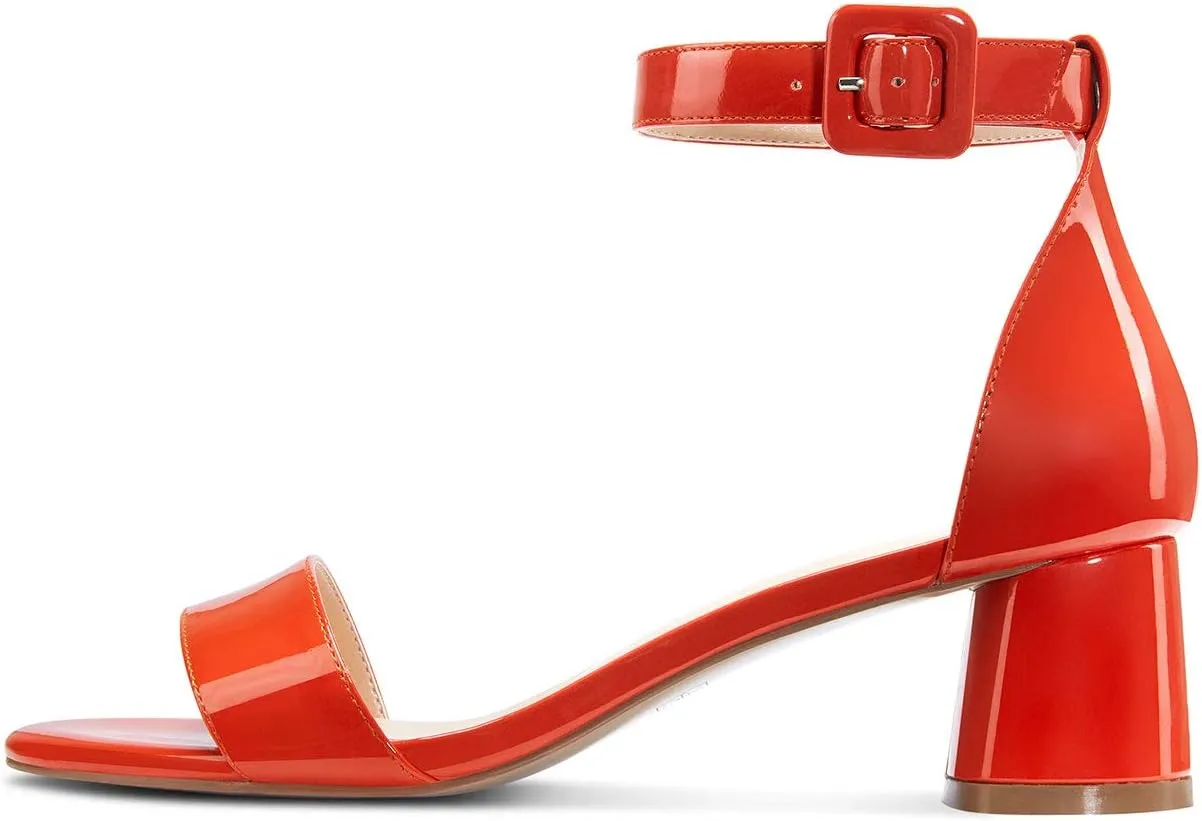 Castamere Womens Chunky Block Heel Sandals Ankle Strap Open Toe Buckle 5CM Heels Sandal