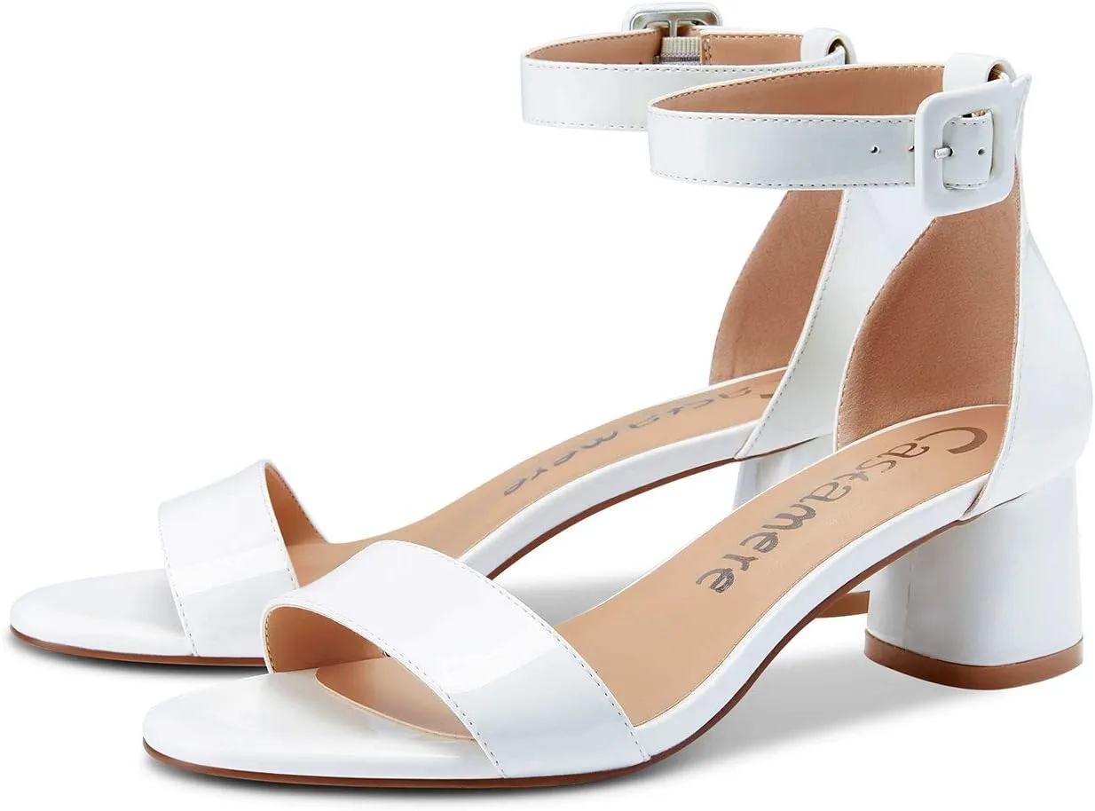 Castamere Womens Chunky Block Heel Sandals Ankle Strap Open Toe Buckle 5CM Heels Sandal