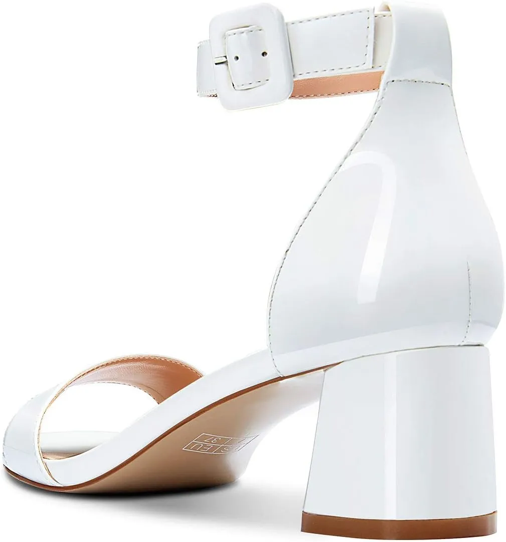 Castamere Womens Chunky Block Heel Sandals Ankle Strap Open Toe Buckle 5CM Heels Sandal