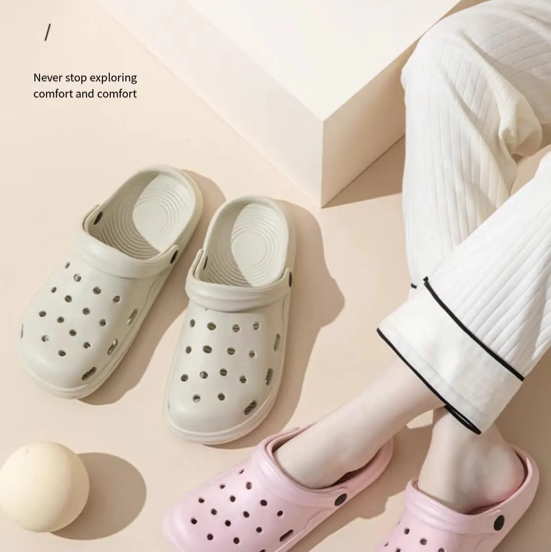 Casual Shoes Couple Summer Autumn Stomping Shoes Red Network Beach Thick Bottom Slippers Wear-Resistant Anti-Slip
