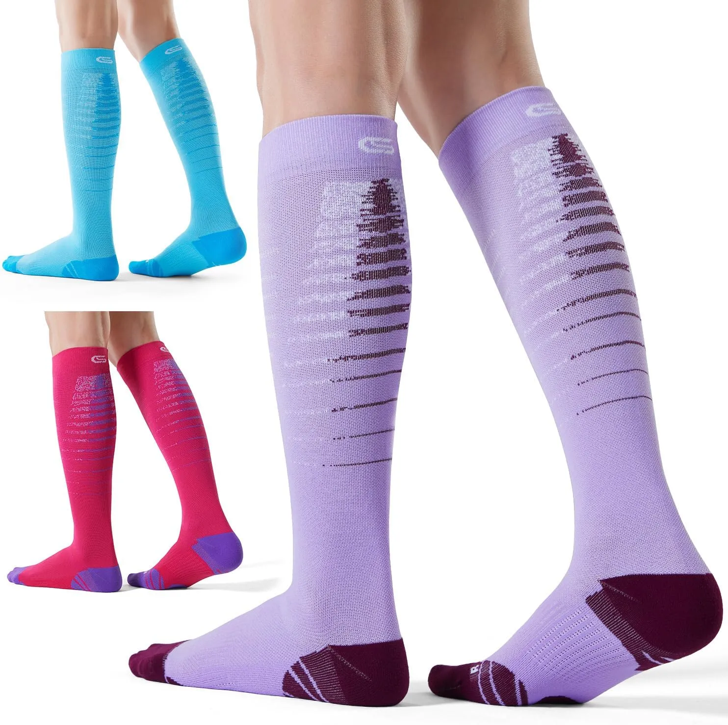 CelerSport 3 Pairs Compression Socks for Men and Women 20-30 mmHg Running Support Socks