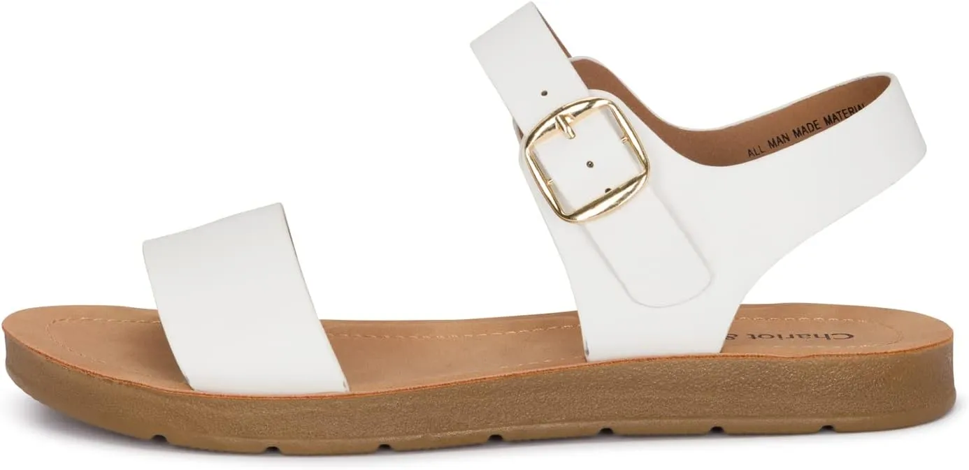 Chariot & Co - Crew - Women's Single Band Strappy Ankle Buckle Fashion Flat Sandals