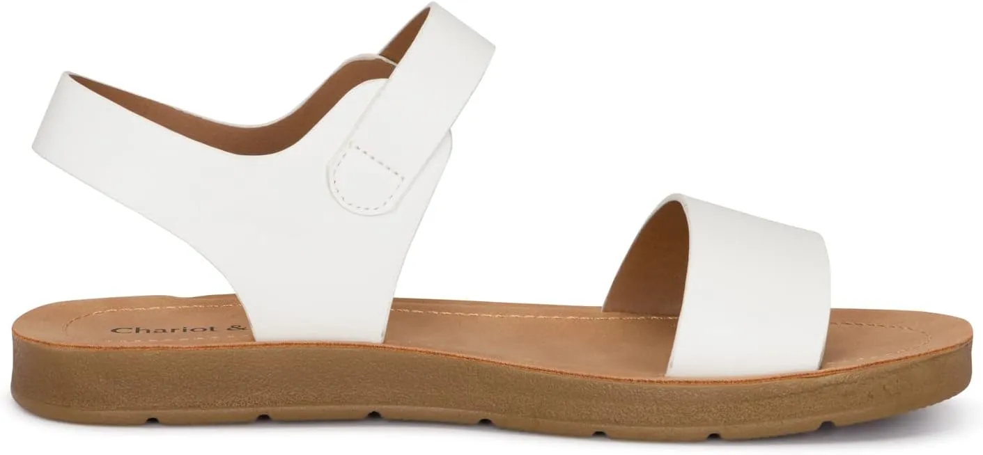 Chariot & Co - Crew - Women's Single Band Strappy Ankle Buckle Fashion Flat Sandals