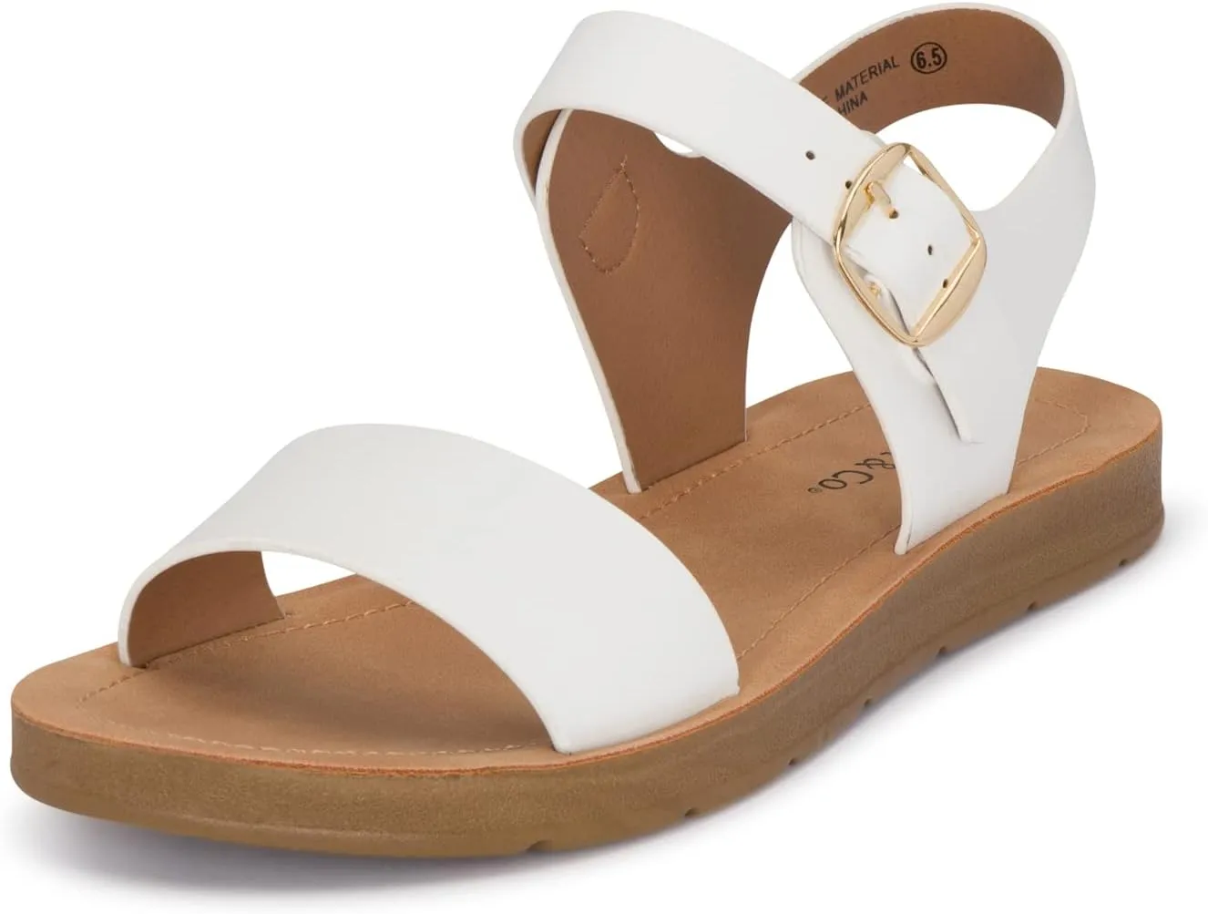Chariot & Co - Crew - Women's Single Band Strappy Ankle Buckle Fashion Flat Sandals