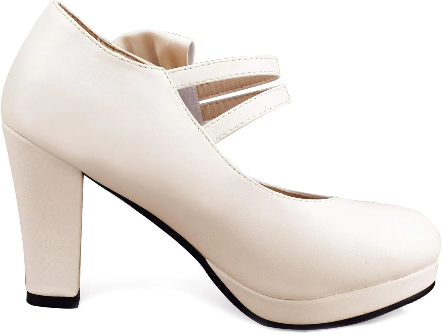 Chic Women Bow Block High Heel Mary Janes Ankle Strap Pumps Sweet Shoes Closed Toe Comfort Dress Party Pumps with Hook Loop