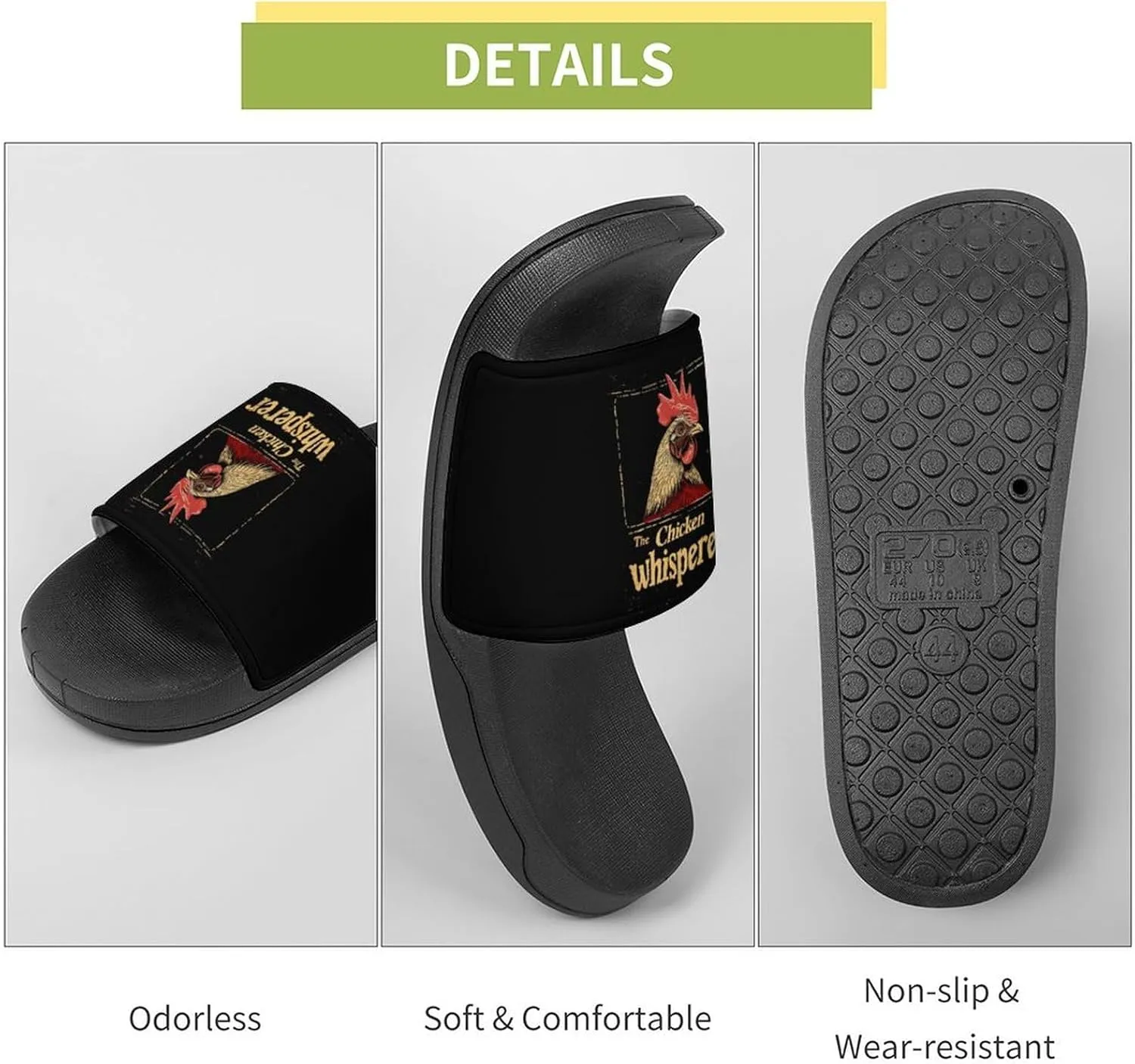 Chicken Whisperer Funny Chicken Lover House Sandals Non-Slip Bathroom Slippers Beach Summer Shoes for Men Women