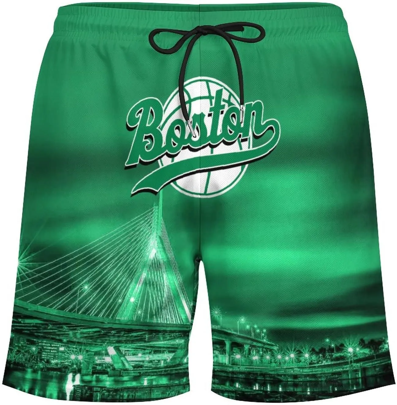 City Night View Men's Shorts Basketball Fans Gifts Quick Dry Swim Trunks Compression Liner Beach Shorts