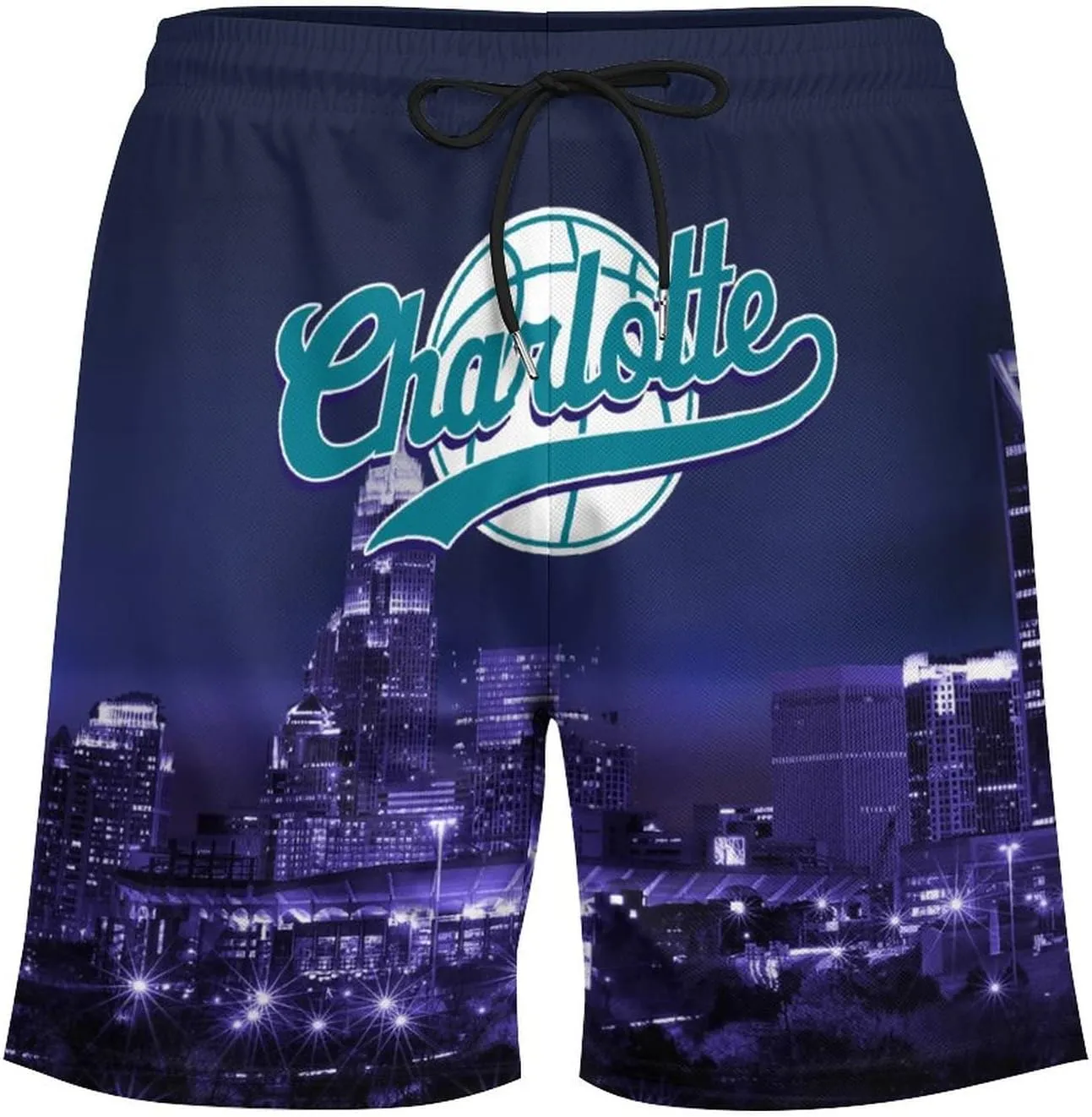 City Night View Men's Shorts Basketball Fans Gifts Quick Dry Swim Trunks Compression Liner Beach Shorts