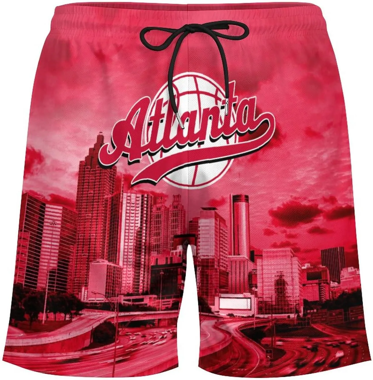City Night View Men's Shorts Basketball Fans Gifts Quick Dry Swim Trunks Compression Liner Beach Shorts