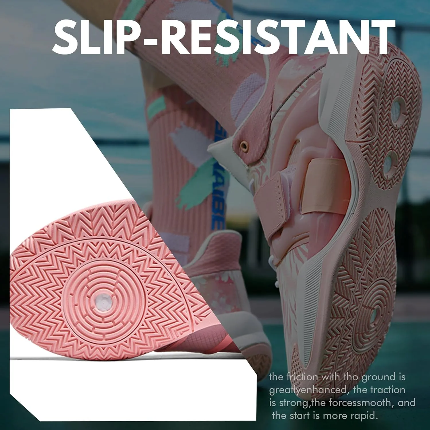 CJSPORX Men Women Basketball Shoes Breathable Non Slip Outdoor Fashion Sneakers