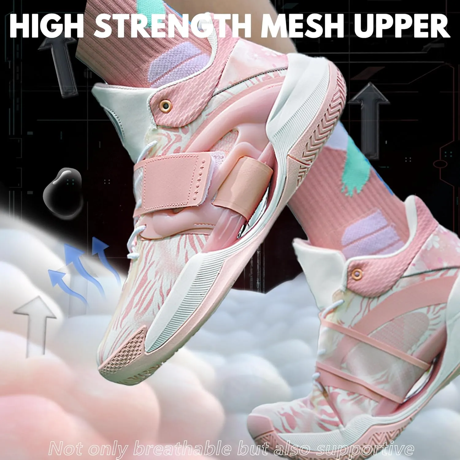 CJSPORX Men Women Basketball Shoes Breathable Non Slip Outdoor Fashion Sneakers