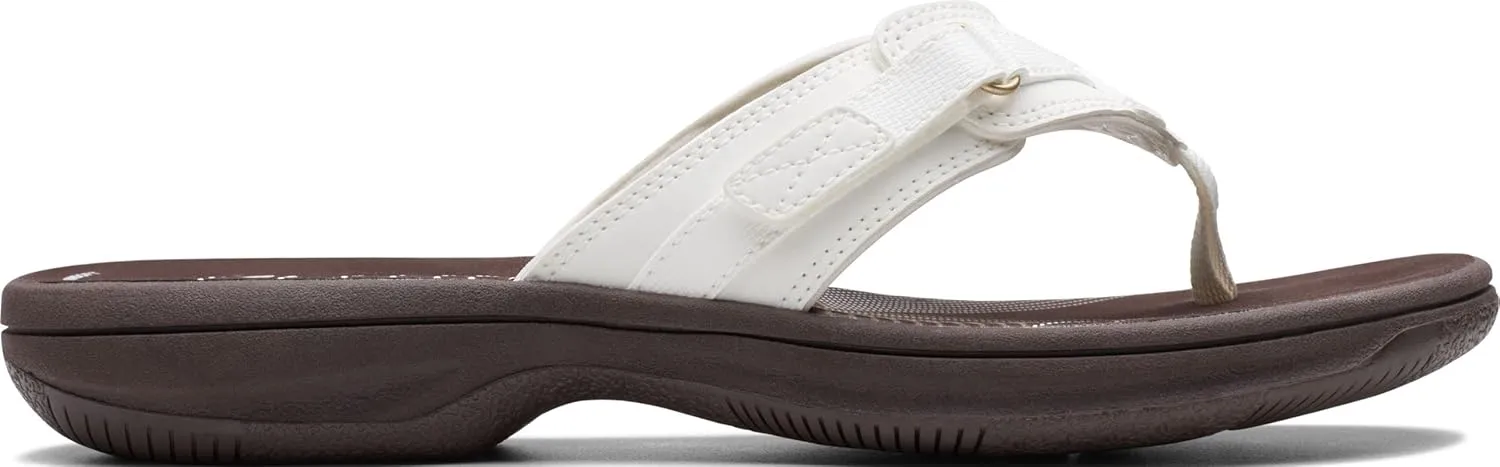 Clarks Womens Breeze Sea Flip-Flop Sandals - Comfortable Flip Flop with Adjustable Hook and Arch Support - Casual Summer Wearing Cloudsteppers for Everyday