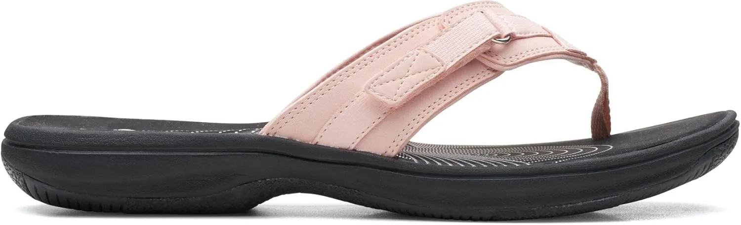 Clarks Womens Breeze Sea Flip-Flop Sandals - Comfortable Flip Flop with Adjustable Hook and Arch Support - Casual Summer Wearing Cloudsteppers for Everyday