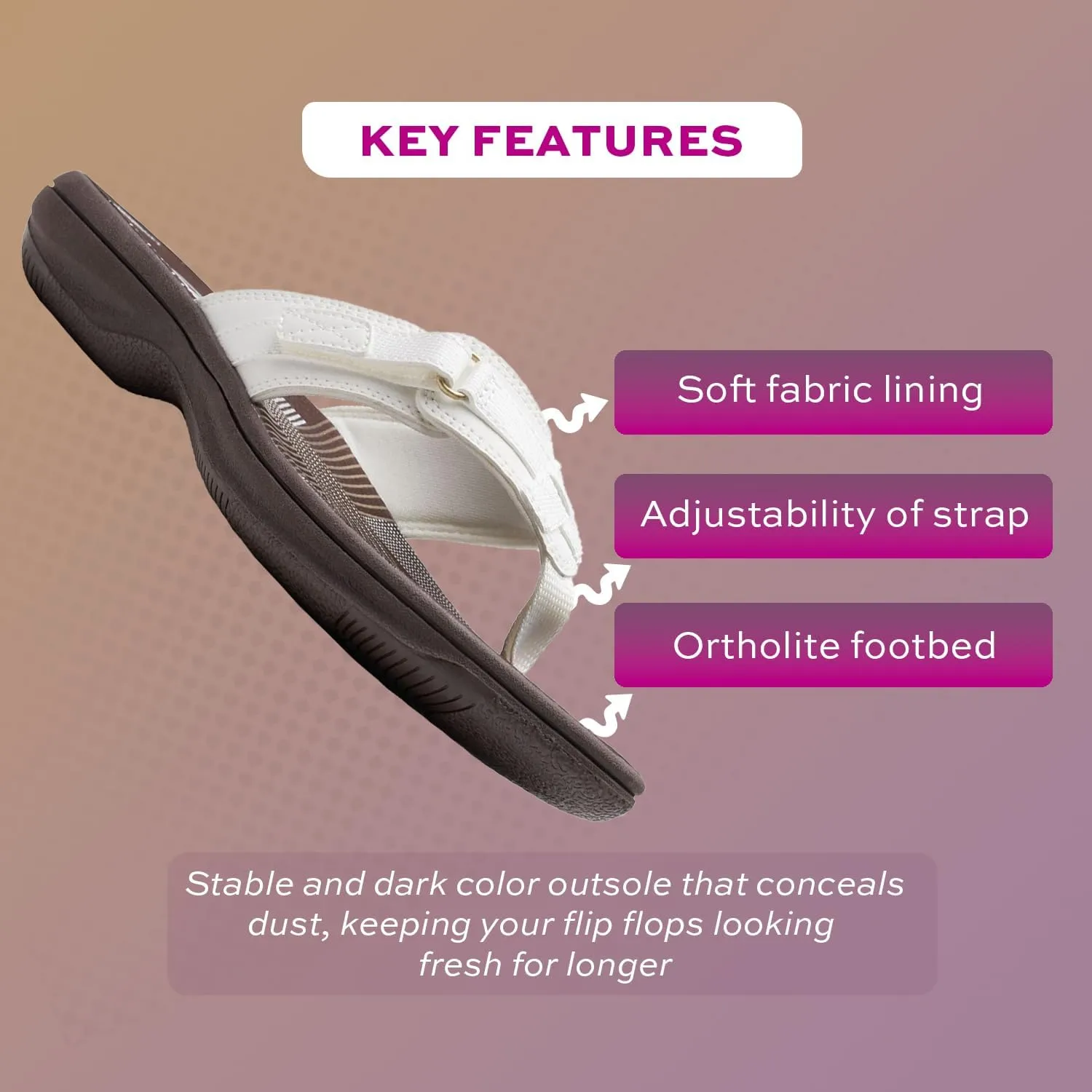 Clarks Womens Breeze Sea Flip-Flop Sandals - Comfortable Flip Flop with Adjustable Hook and Arch Support - Casual Summer Wearing Cloudsteppers for Everyday
