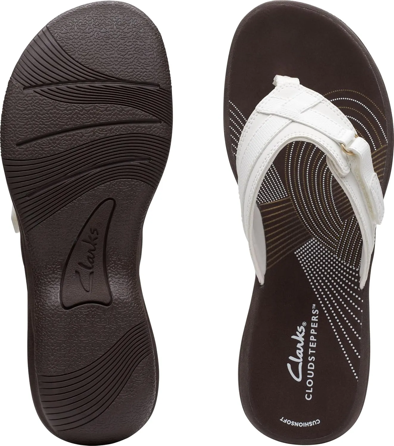 Clarks Womens Breeze Sea Flip-Flop Sandals - Comfortable Flip Flop with Adjustable Hook and Arch Support - Casual Summer Wearing Cloudsteppers for Everyday